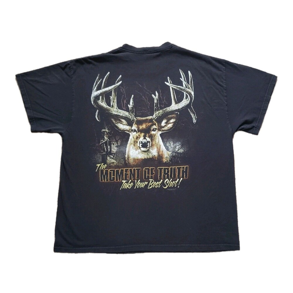 Vintage Y2K Take Your Best Shot Size XL Mens Double Side Buck Hunting T-Shirt
